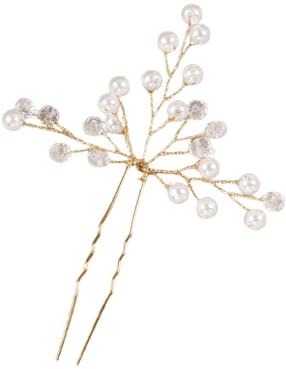 Dailygoods- Haarsieraden U-vormige clip - 2 stuks - Parel/ kristal - Bruidssieraden - Hoofdtooi voor haar - Lichtgewicht en duurzaam - Haarspelden