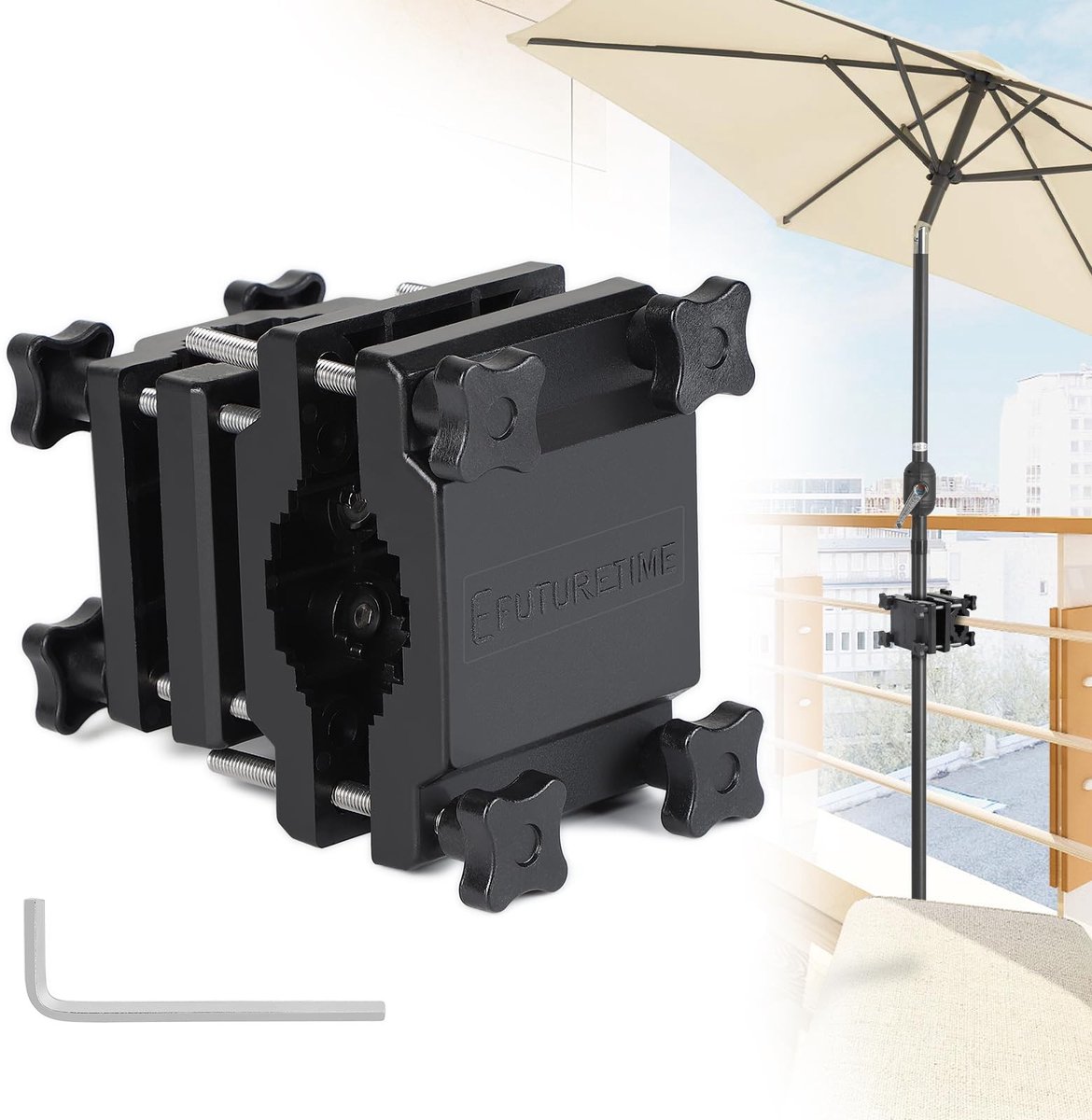Dailygoods- Parasolhouder Balkon - Parasolvoet voor Schroeven - Ø 22-38 mm - Parasolbevestiging - Zwart - Weerbestendig en Duurzaam