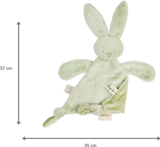 Nattou Lapidou Baby Knuffeldoekje - 37 x 35 cm - Doudou Konijn - Lindegroen van Nattou — afbeelding 5