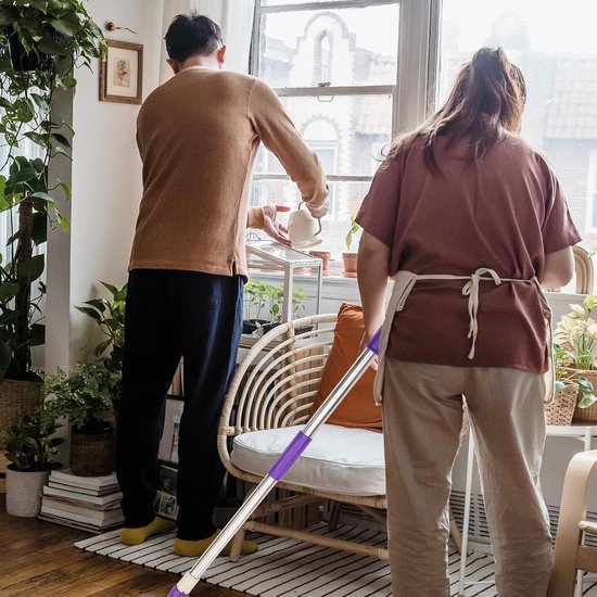 Dweil Paal - Bezemsteel Handvat - Schoonmaken Huis - Uitschuifbaar 360 Graden - 91 cm - Paars — afbeelding 3