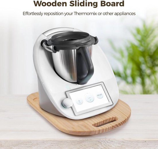 Houten Schuifbord - Keukenmachine Mat - Apparaat Verplaatsen - Met Handvat - 36x28 cm - Beige van houten — afbeelding 5