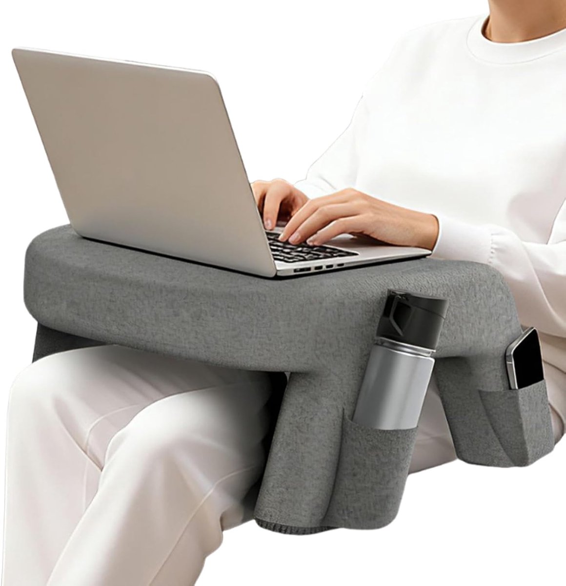 Knietafel - Leeskussen bureau - Ontspannen lezen - Traagschuim armsteun - 57.6 cm breed - Lichtgrijs