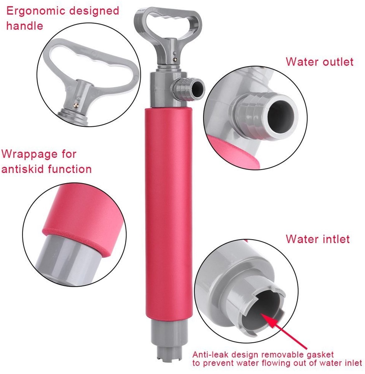 Dailygoods- Waterpomp Compact - Kayak Pomp - Handpomp - Lichtgewicht - 0.4L Afvoer - Efficiënte Dubbele Afvoersysteem - Kayakpomp