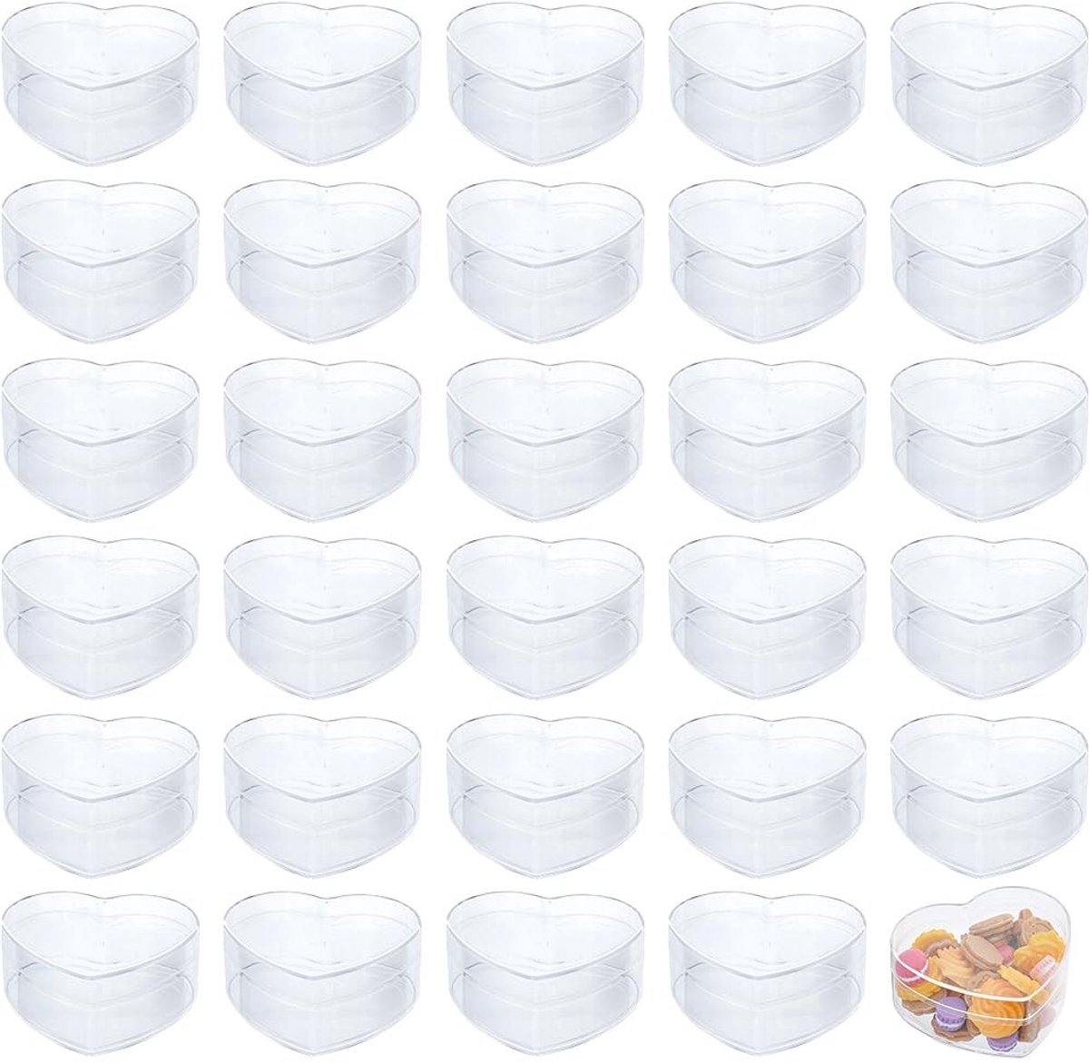 Dailygoods- Geschenkdoos Hartvormig - 30 Stks - Acryl - 7.6x8.5x3.9cm - Valentijnsdag - Bruiloft - Doorzichtig - Cadeaudozen