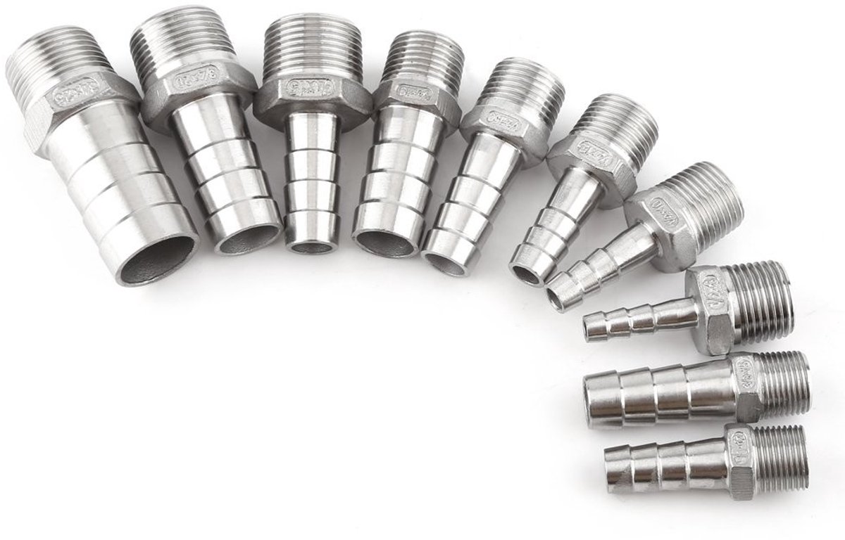 Verbindingsstuk RVS Adapter voor Slang 1/8 Zoll ~ 3/4 Zoll (1/4 x 6 mm)