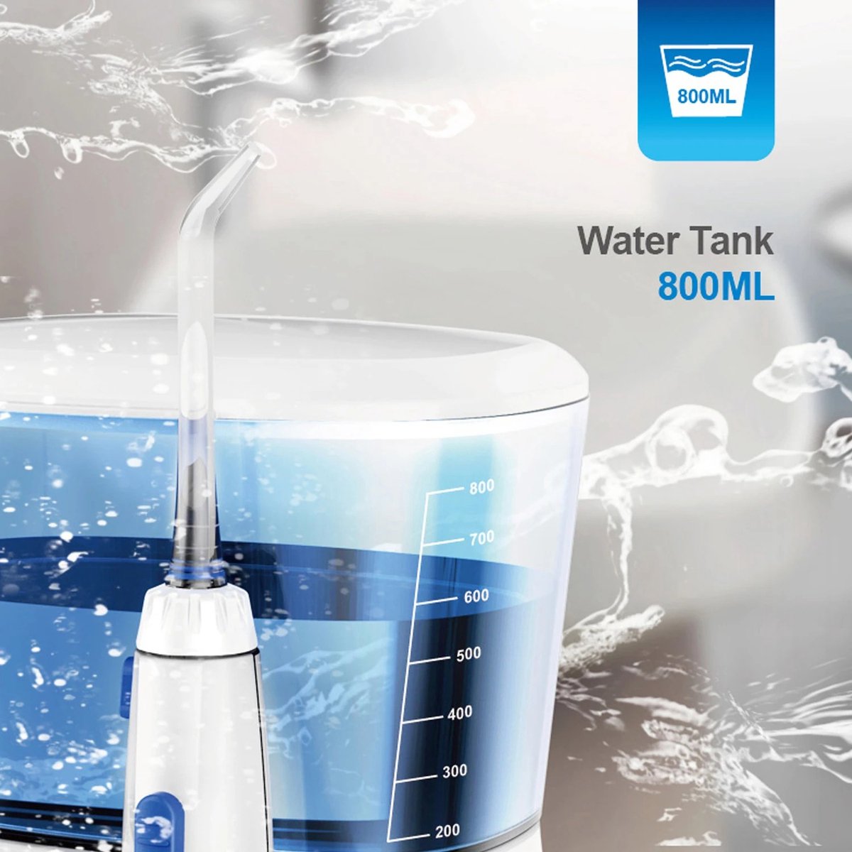 Dailygoods Elektrische Waterpulse Waterflosser Draagbare Tandenreiniger met 800ml Grote Watertank Thuis Mondverzorging S