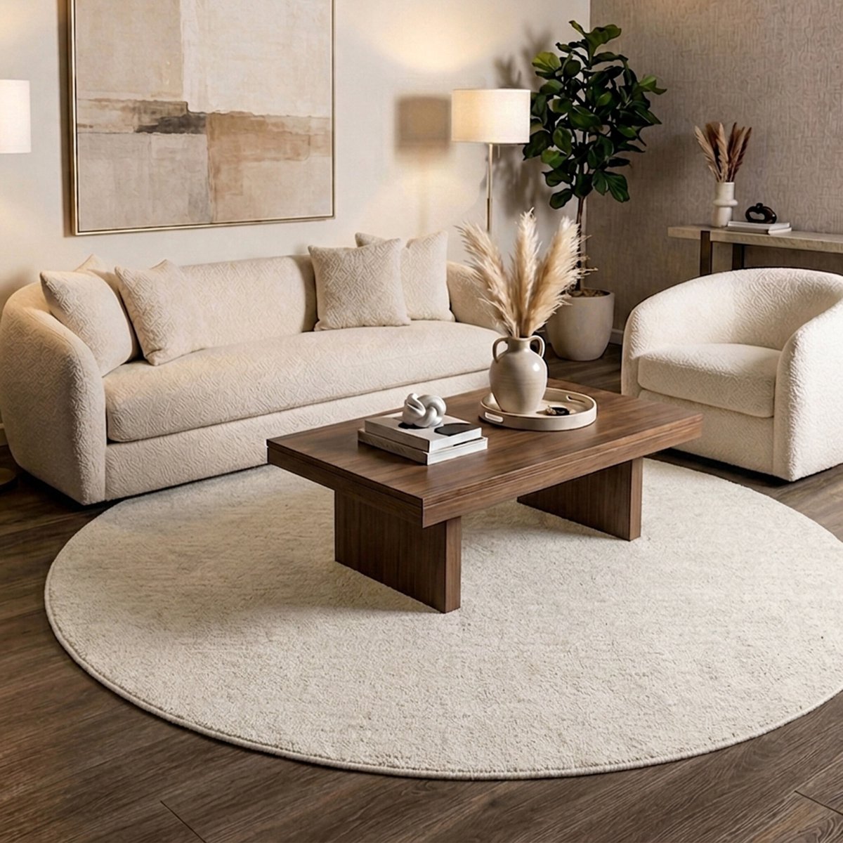 Studio Clarice Rond Berber vloerkleed - Aicha Beige - Ø 120cm