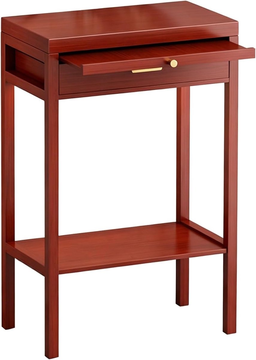 Entreetafel met blad - Hal tafel - Opbergen en decoreren - Uitschuifbaar tafelblad - 35x30x101CM - Naturel