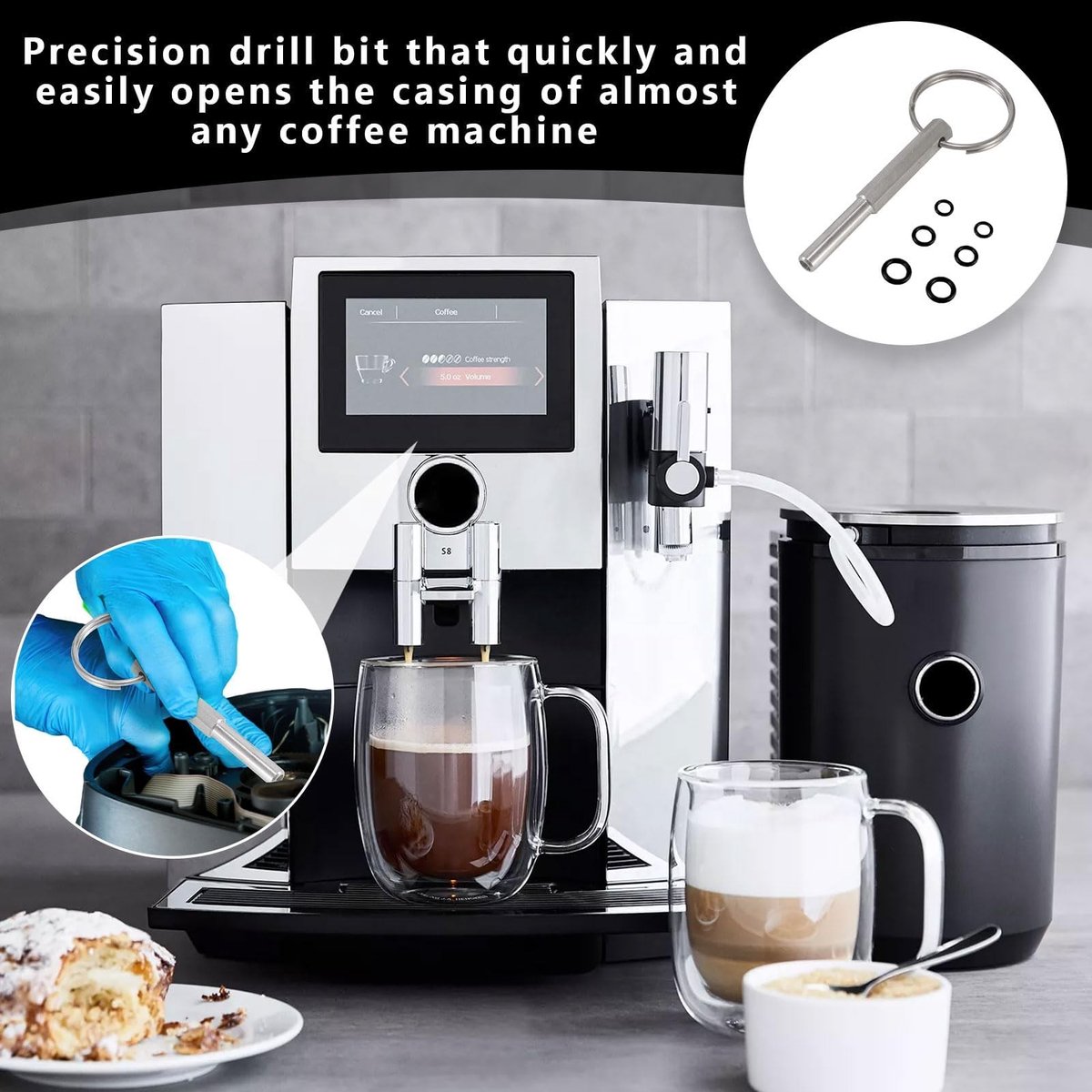 Dailygoods - Jura Ovale kopsleutel, ovale kopsleutel met sleutelring, ovale kopsleutel Jura, koffiezetapparaten ovale kop reparatie gereedschap, voor Jura/Krups/Aeg volautomatische koffiemachines thumbnail 4