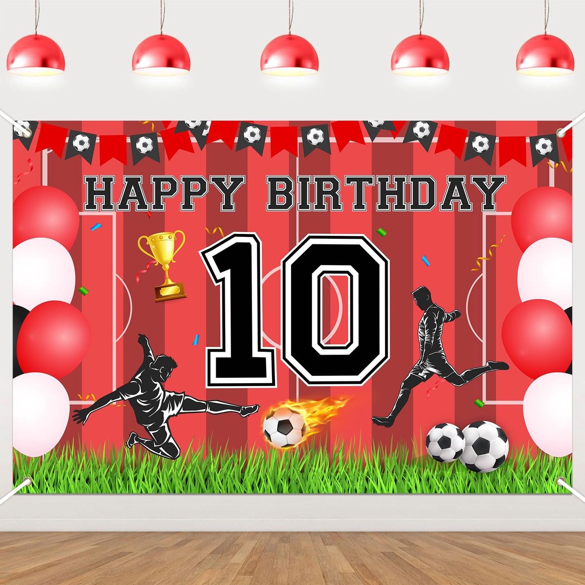 Dailygoods- Achtergrondbanner Voetbal 10e Verjaardag - Feestdecoratie - Sportthema - 1,5 x 1 m - Hoogwaardige Materialen - Dynamisch Ontwerp