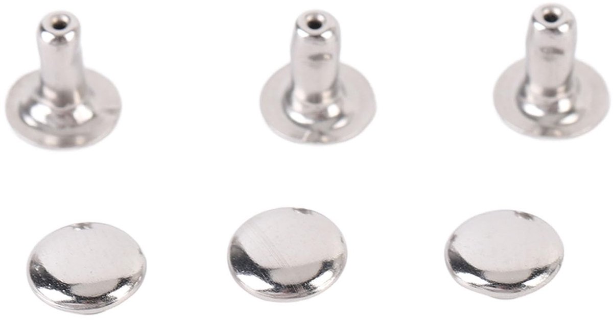 Dailygoods- Klinknagels 500 Sets - Enkele Dop 7x6mm - Roestvrij Staal - Metalen Noppen - Klinknagel voor Leerbewerking - Duurzaam Ontwerp - Studs