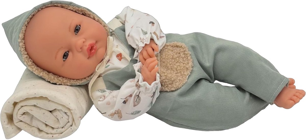 Interactieve Baby Pop - Reborn Pop - Rollenspel Stimuleren - Handgeschilderd Realisme - 37 cm - Groen