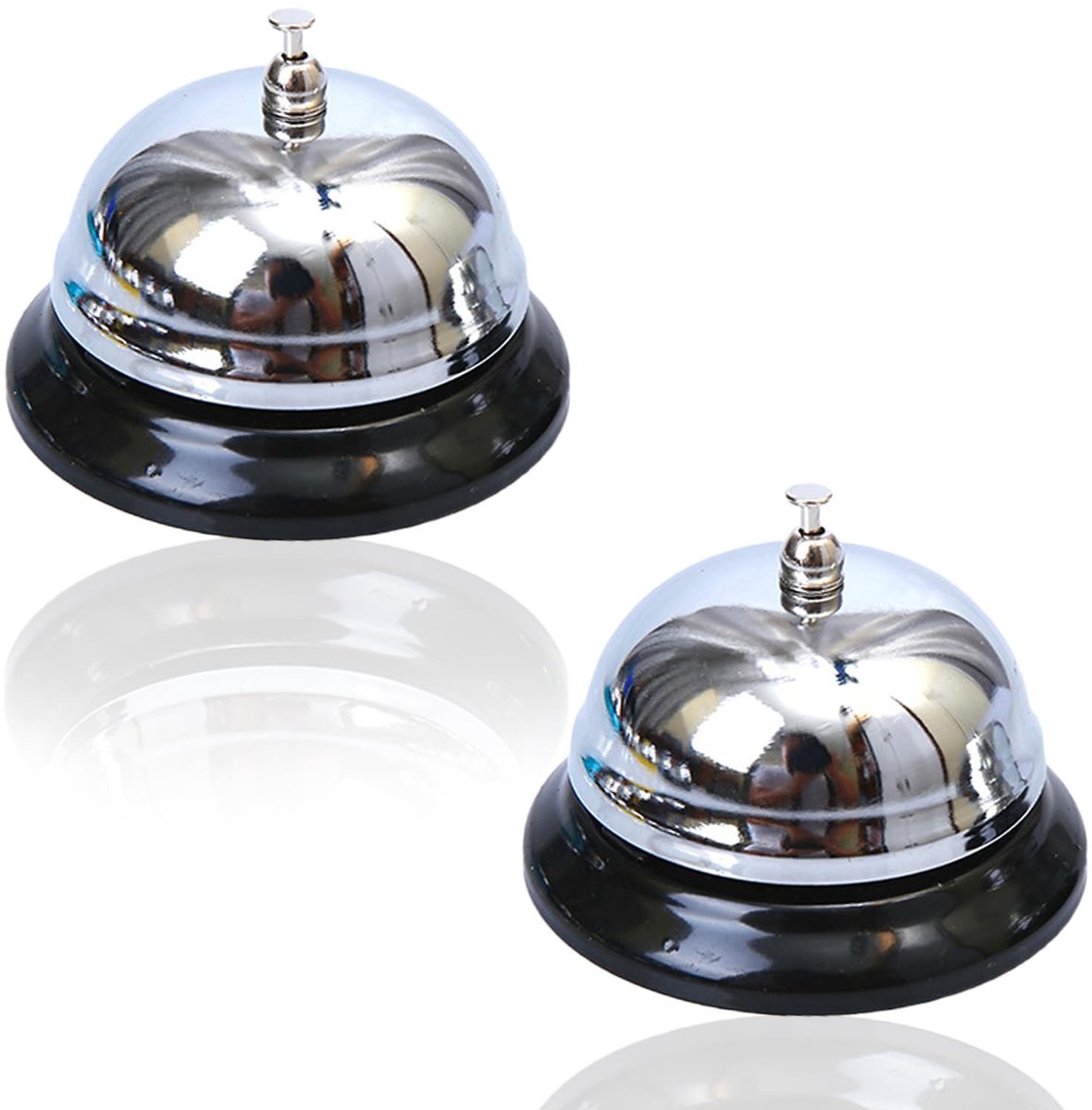 Dailygoods- Tafelbel gepolijst metaal - Hotelbel - Receptiebel - Tafelbel voor restaurant - 2 stuks - Schitterende afwerking - Bel