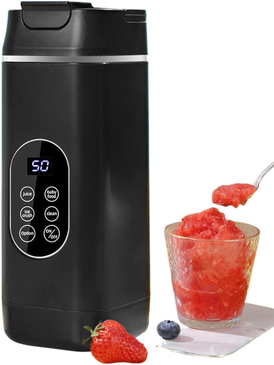 Draagbare Blender - Oplaadbare Smoothie Beker - Gezonde Drankjes Maken - Draadloos Type-C Opladen - 232 cm Hoog - Zwart
