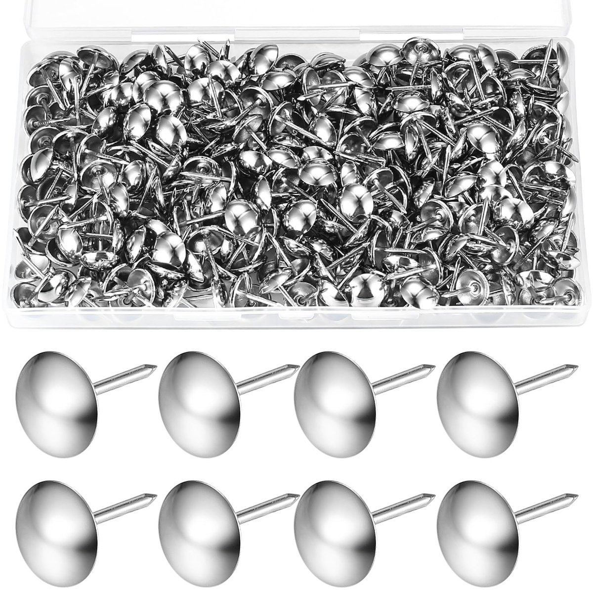 Dailygoods - 320 stuks polsternagels, polsterpennen, vintage meubelnagels voor meubels, stoelen, bedden, nagels, decornagels - 11x17 mm (zilver)