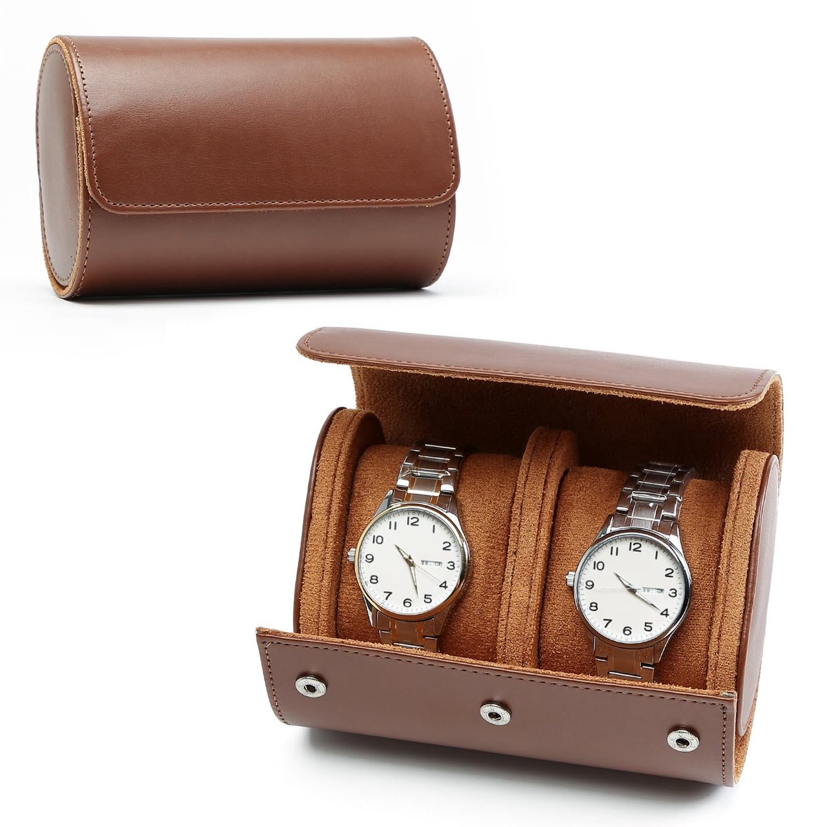 Dailygoods- Horlogedoos Luxe PU-lederen - Horlogebox - Organizer voor 2 Horloges - Reisetui - Cadeau voor Mannen-Vrouwen - Opbergdoos - Horlogerol