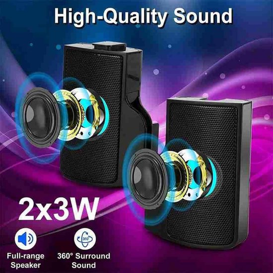 Mini Soundbar - PC Luidspreker - Verrijk Je Geluid - Clip-on Ontwerp - 2.0 Stereo - Zwart — afbeelding 3