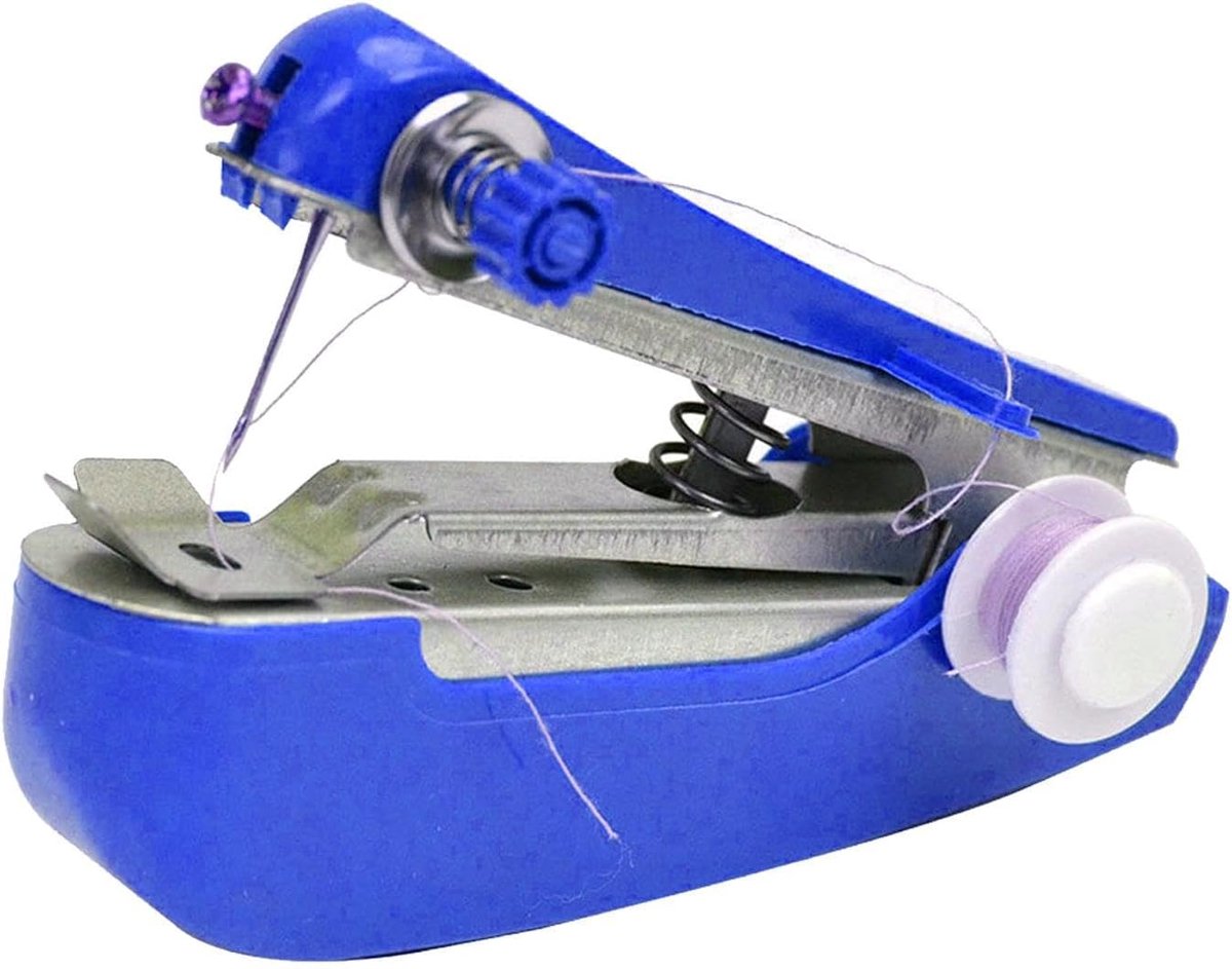 Handnaaimachine - Compact naaiapparaat - Snelle reparaties thuis - Voor diverse stoffen - 47 x 73 x 47 cm - Blauw