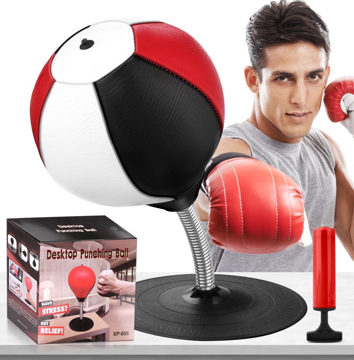 Dailygoods - NZQXJXZ Desktop Bokszak, Supersterke Zuigkracht Bokszak Snelheidsballen, Stressbuster met Zuignap voor Kantoortafel en Toonbanken, Leuk Cadeau voor Vrienden of Collega