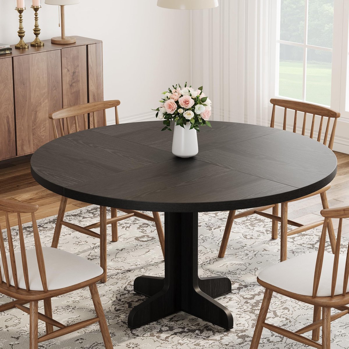 Eettafel Rond - 120x120x76cm - Stevig Onderstel - Keukentafel geschikt - voor 4 tot 6 Pers