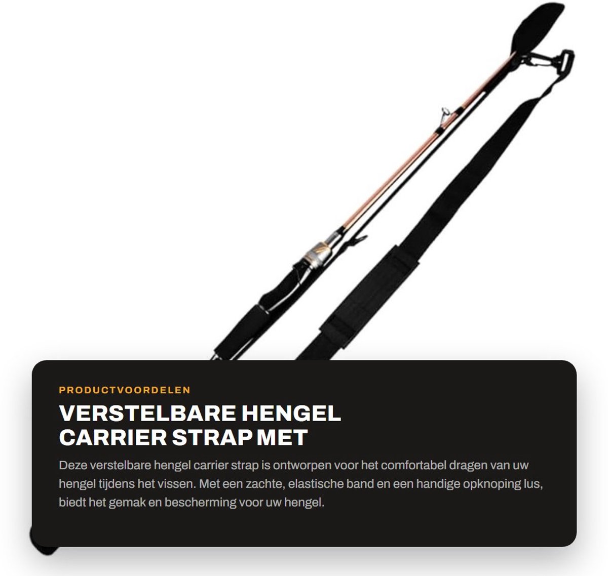 Dailygoods- Hengelcarrier Verstelbare Draagriem - Hengelstok Schoudersling - Opberglus - Slijtvast - Antischok Bescherming - 23"-55" Verlengbaar - Hengelriem