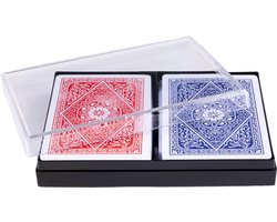 Longfield Speelkaarten 100% Plastic – 2 Sets in Kunststof Doosje – 4 Indexen – Duurzaam Kaartspel voor Gezelschapsspellen & Familiespel - Engelhart