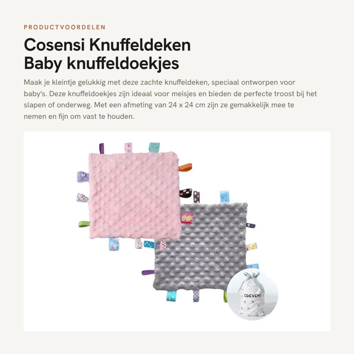Dailygoods- Knuffeldeken Elektrisch - Zachte Deken - Sensorische Troostdeken - 24x24 cm - 100% Polyester - Machinewasbaar - Knuffeldoekje