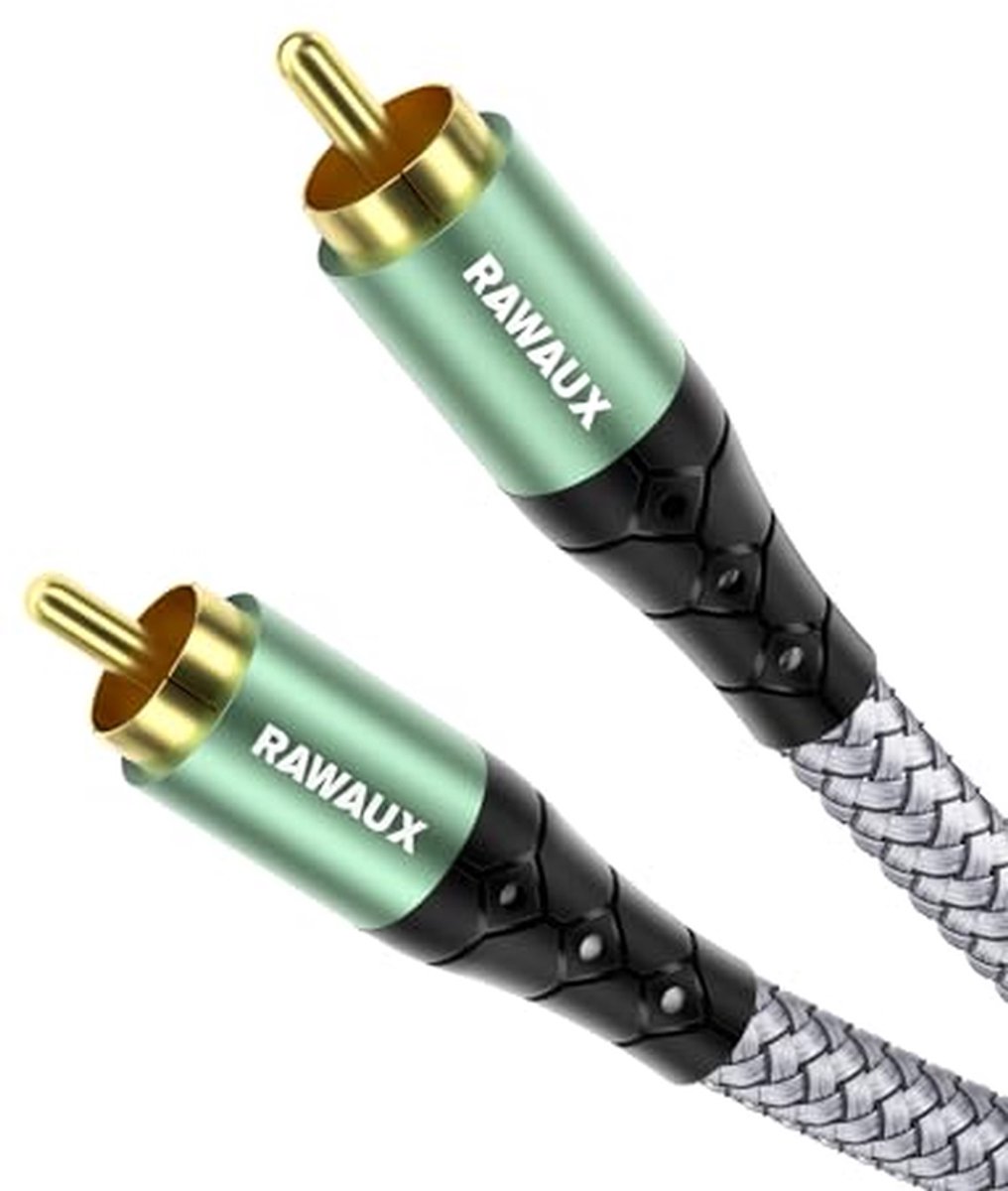 Subwoofer Kabel - RCA Audio - Muziek Streamen - Vergulde Connectoren - 2 Meter - Groen