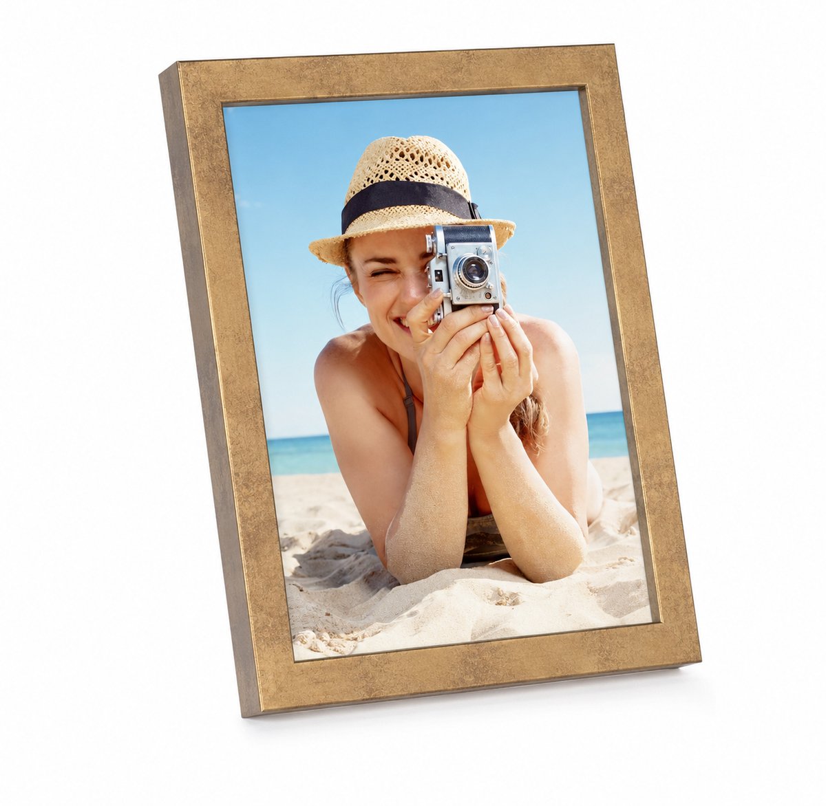 Goud kleurige Houten fotolijst 10x15cm