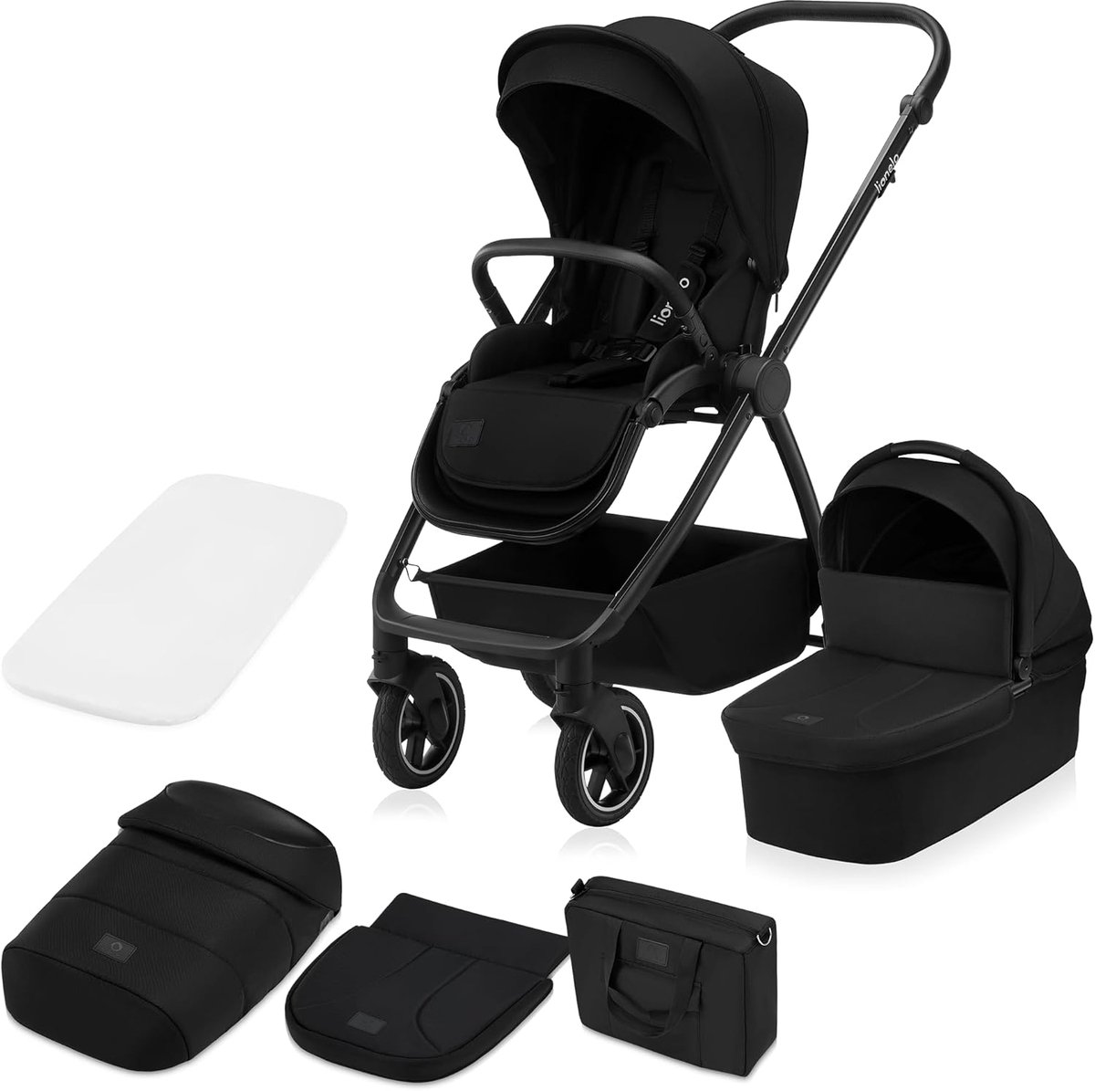 Baby Kinderwagen - Reiswieg Buggy - Veilig Vervoer - XXL Extra Ruim - 0-48 Maanden - Zwart
