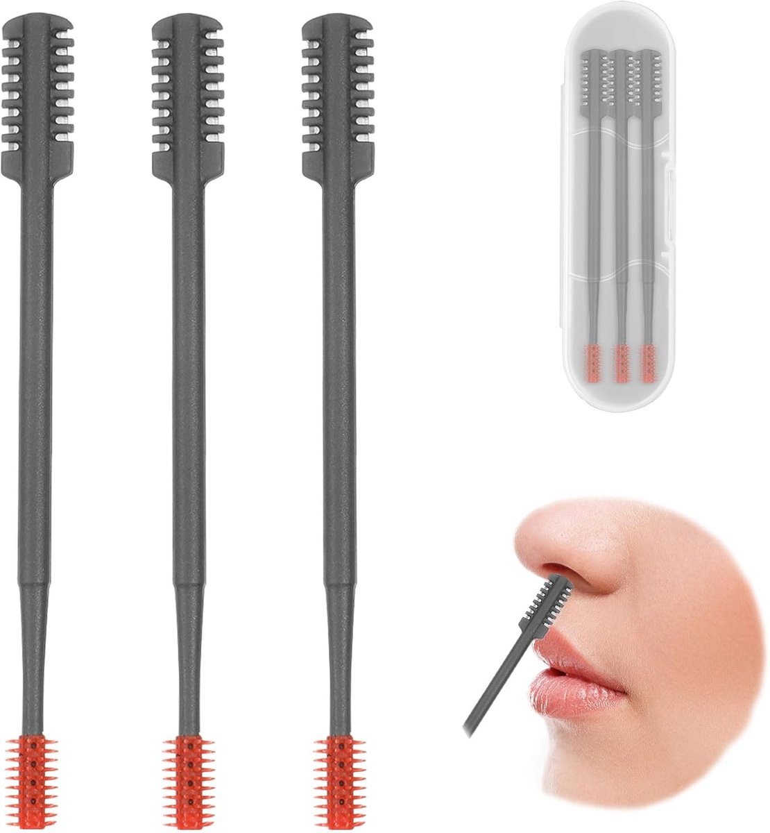 Neushaartrimmer Set - Neus Haar Trimmer - Persoonlijke Verzorging - Dubbele Kop Roterend - 3 Stuks - Grijs