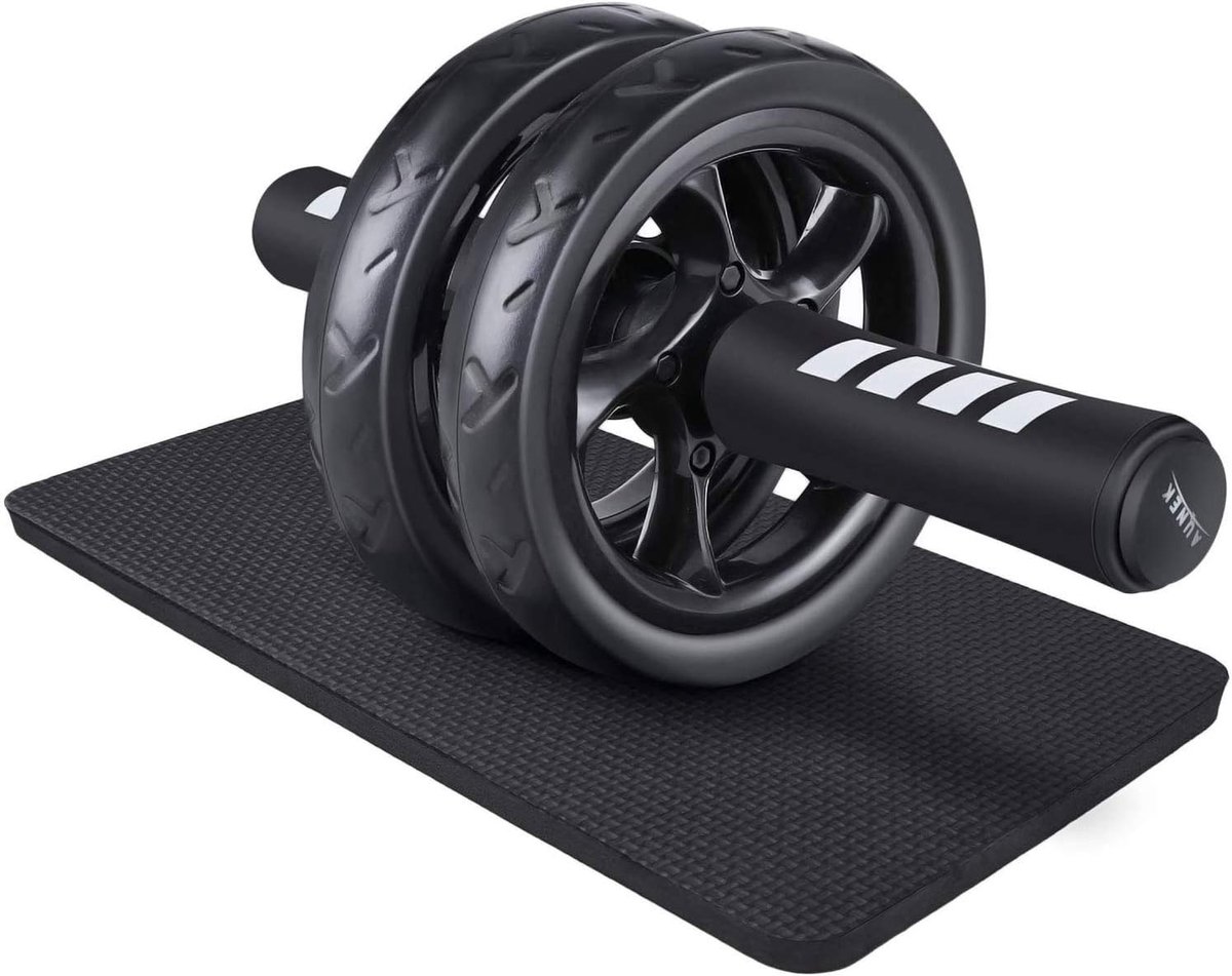 Buikspierwiel Set - Core Trainer - Krachtige Core Training - Dubbel Wiel Stabiliteit - Met Knie Mat - Zwart
