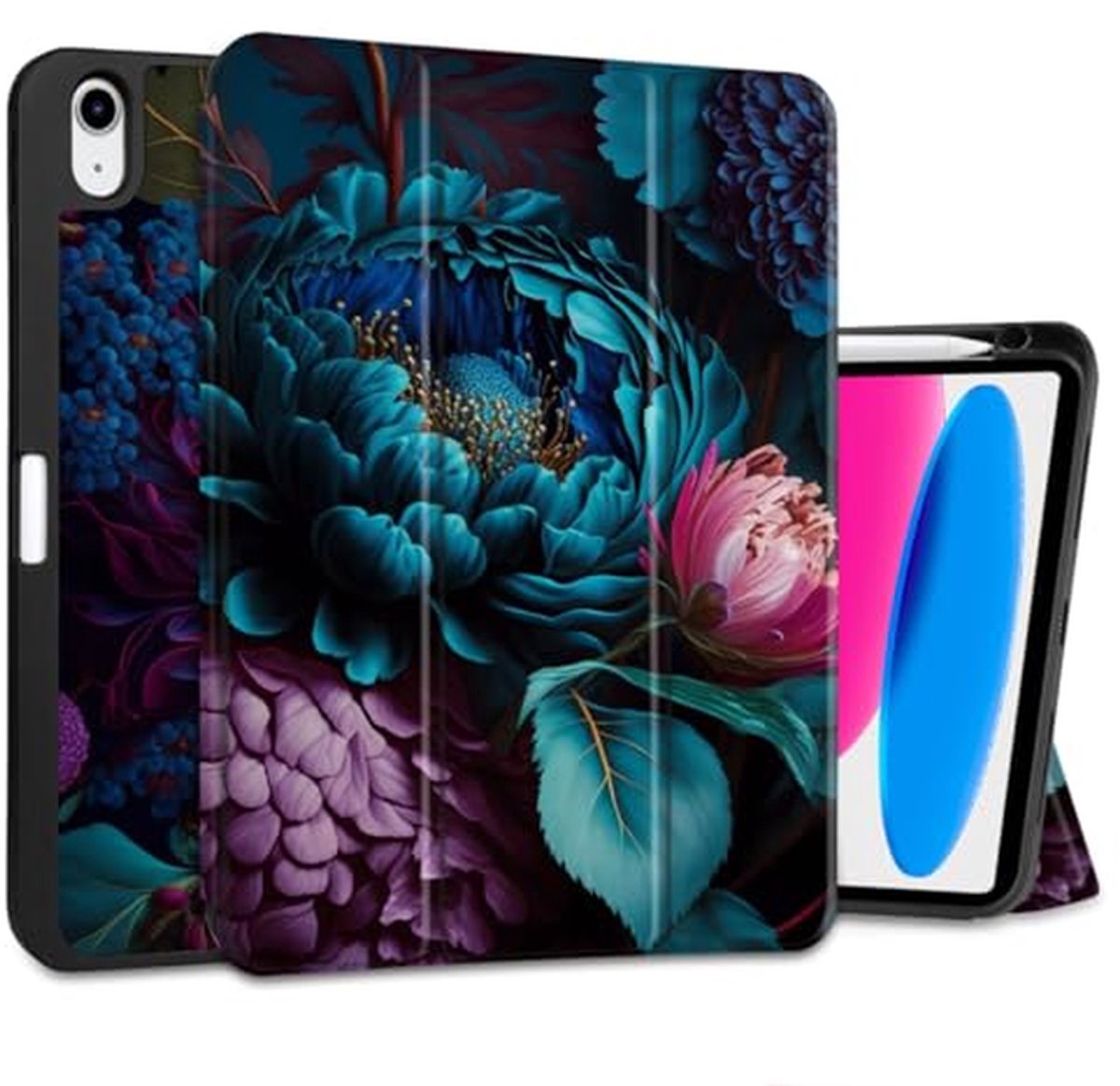 Tablethoes - Beschermhoes Tablet - Veilig Gebruik - Ingebouwde Standaard - 10.9 Inch - Fantasy Bloemen