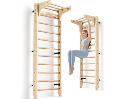 Gymnastiek Zweedse Ladder - Wandrek Hout - Indoor Home Gym - Veelzijdige Oefenopties - 88