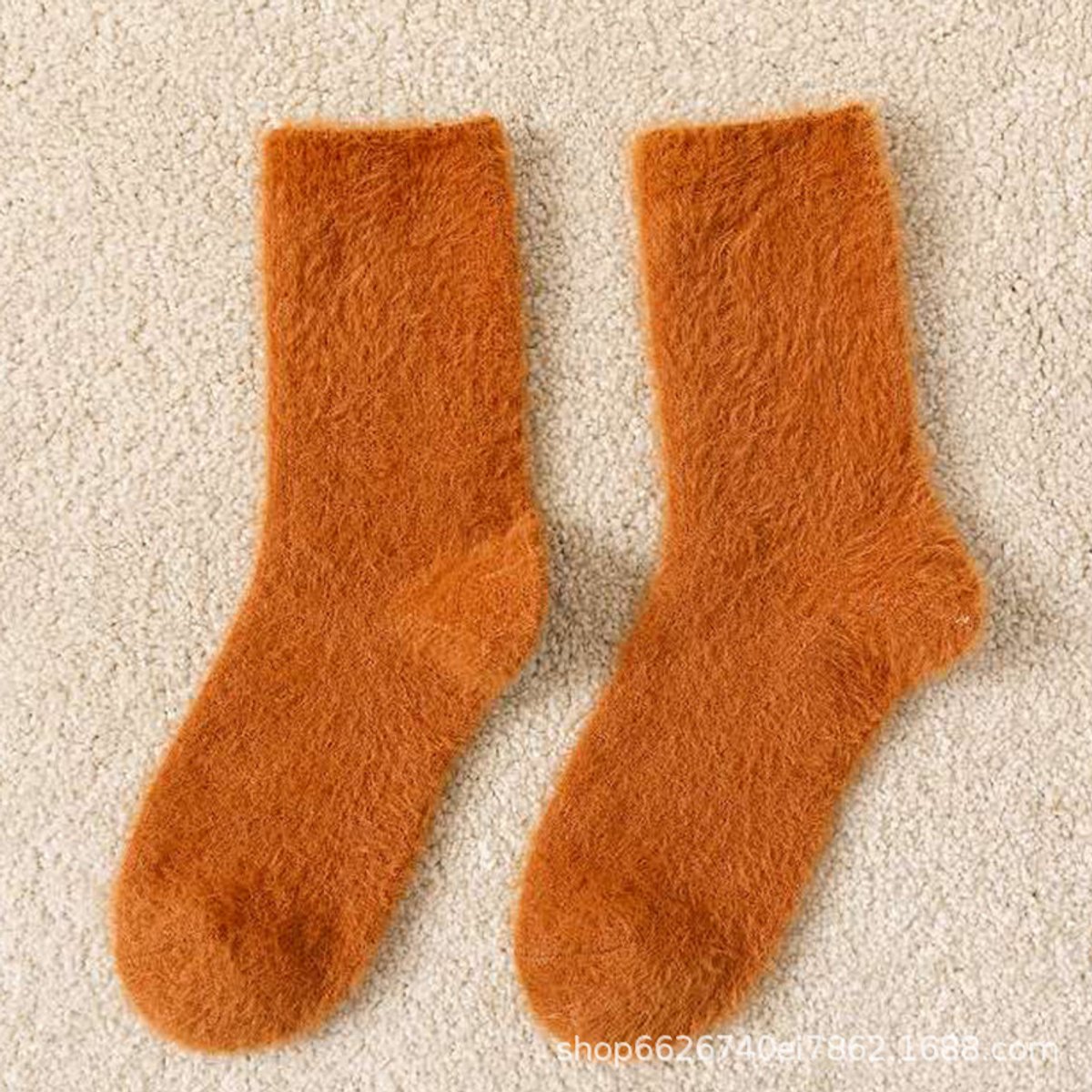 Fyfanie- Zachte Minky fleece sokken -Dames- Warme sokken maat 37 t/m 41- Winter Huissokken - Verwarmde sokken - Dikke sokken - Kleur: Bruin