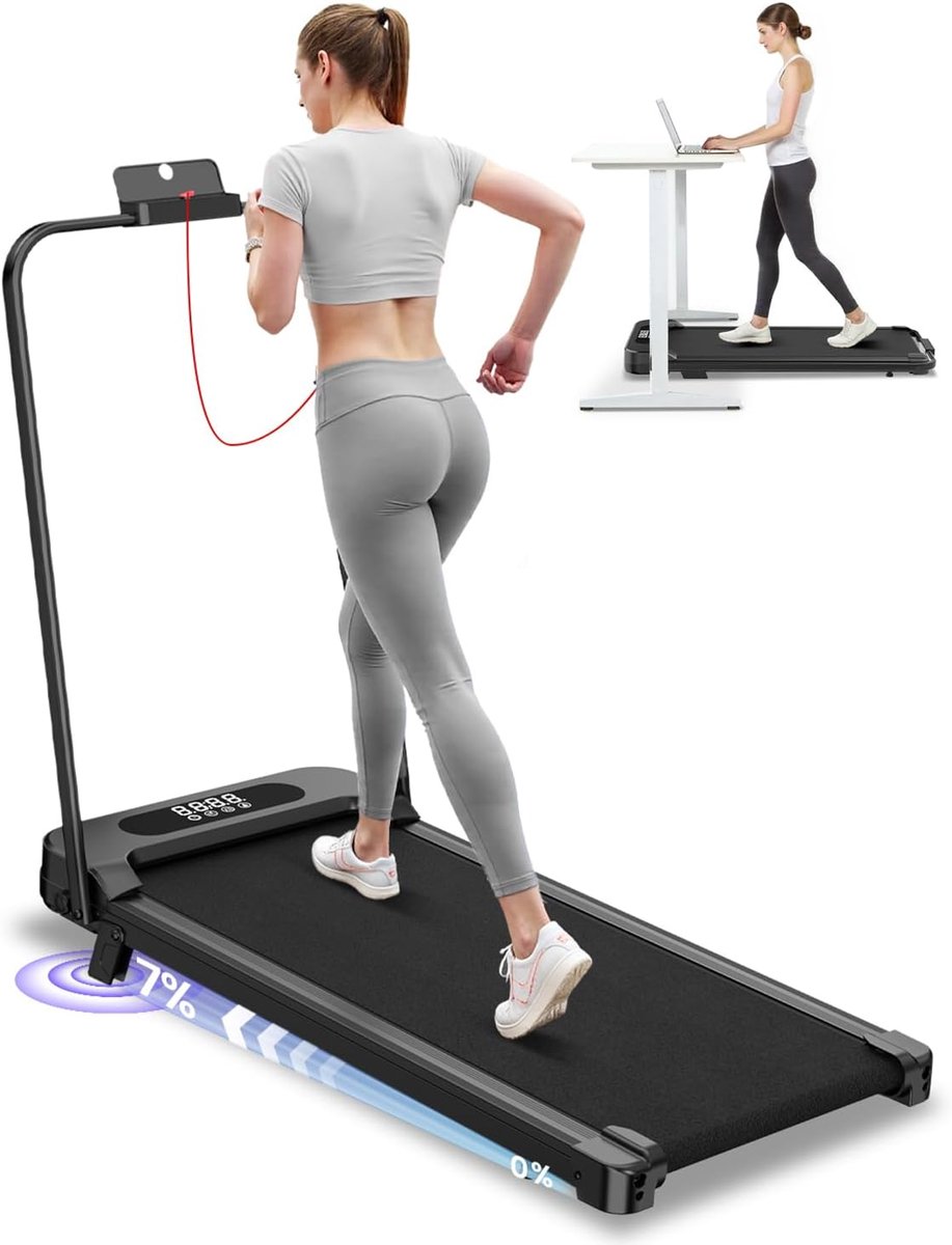 Loopband voor Thuis - Opvouwbare Loopband - Intensieve Training - 7% Hellingshoek - 110x55x11.5 cm - Zwart
