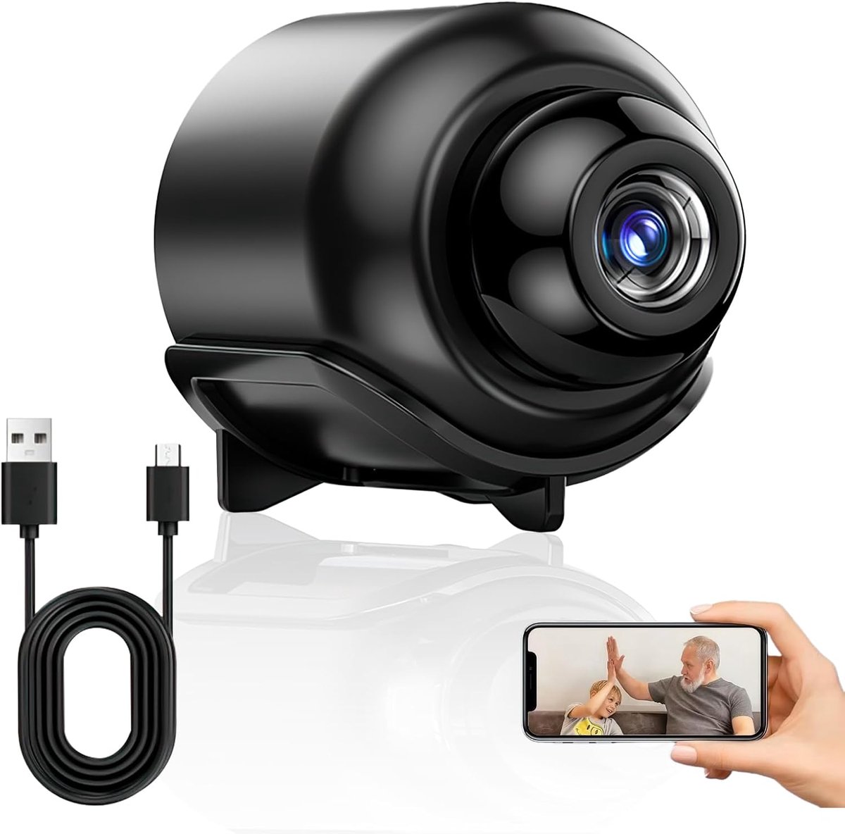 Mini Camera - Draadloze Beveiliging - Discreet Monitoren - 1080P HD Nachtzicht - 6x6 cm - Zwart