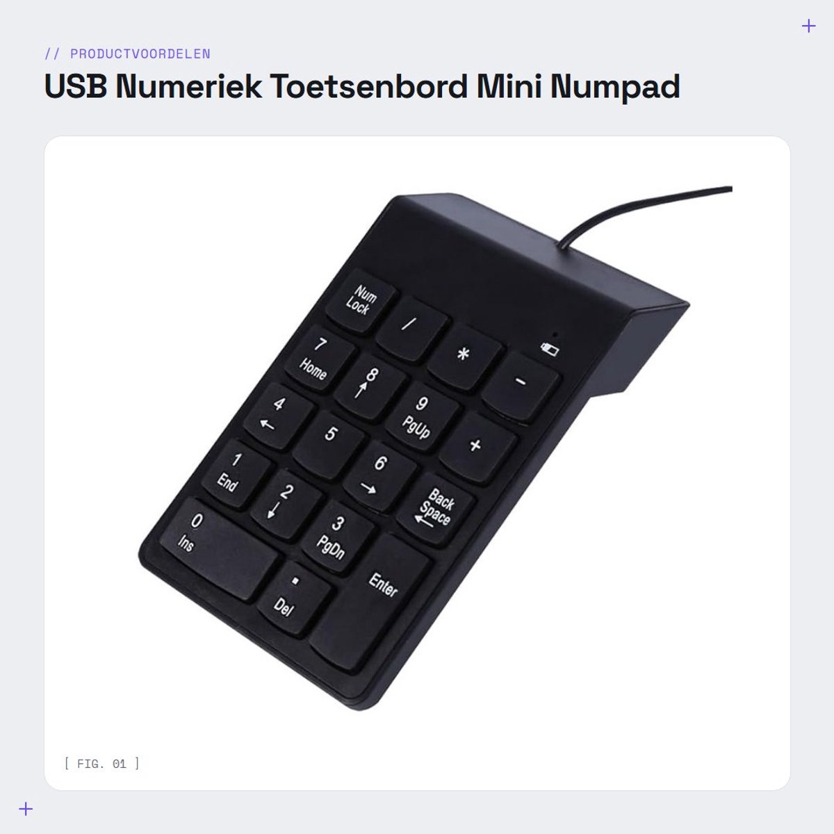 Dailygoods - USB Numeriek Toetsenbord - Mini Numpad - Lichtgewicht en compact ontwerp - Zwart - Perfect voor spreadsheets - Ideaal voor laptop en PC -...