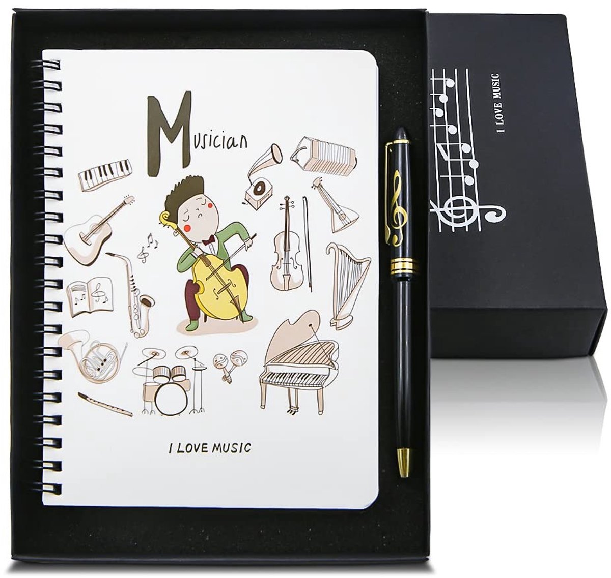 Dailygoods - Muzikaal Briefpapier Set met Notitieboek en Pen - Perfect voor Studenten en Leraren
