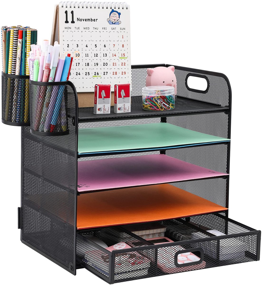 Dailygoods- Papierorganizer 5-laags - Documenthouder A4 - Bureau organizer - Stevig metaal gaas - Ruimtebesparend - Houdt ruimte georganiseerd