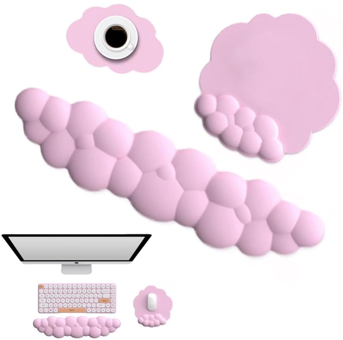 Dailygoods- Muismat Ergonomisch - Muismat met Polssteun - Gaming Muismat - Muismat XXL - Muismat Roze - Hoogwaardig Leer met Traagschuim