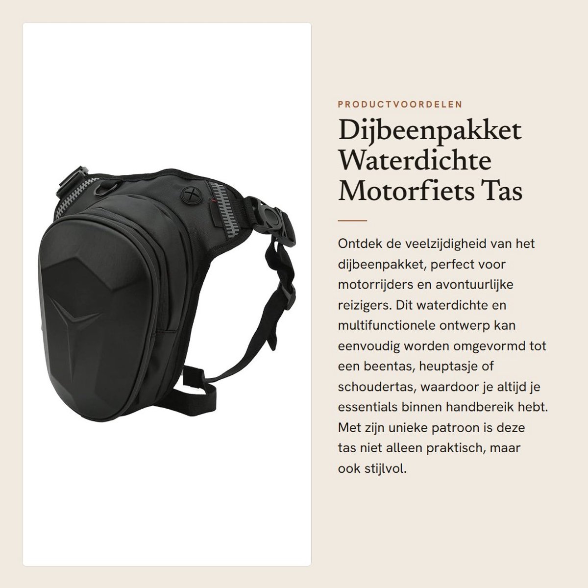 Dailygoods- Dijbeenpakket Waterdicht - Multifunctioneel Heuptasje - Verstelbare Heuptas - Ademend Ontwerp - Duurzaam Materiaal - Ruimte voor Accessoires