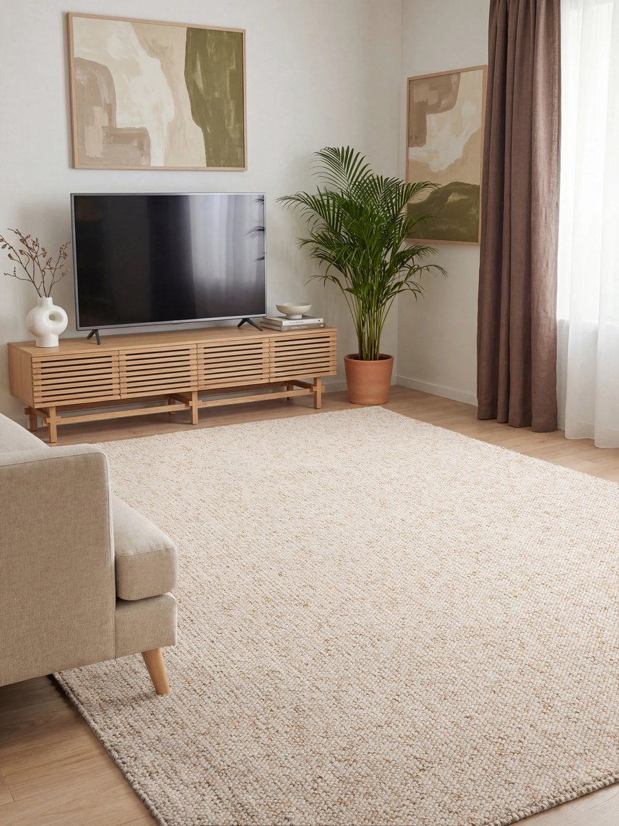 Elle Decoration - Rocco Wol look Vloerkleed - Creme 80x240 cm