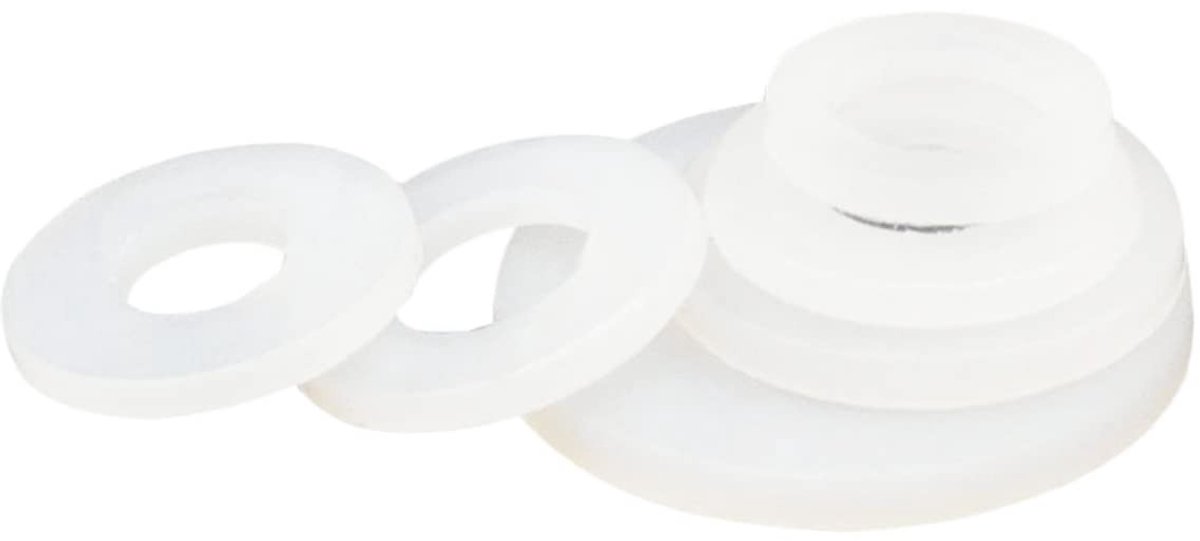 Dailygoods- Wasringen 100 Stuks - Witte Nylon Platte Pakking - PA66/Plastic - Hoge Hardheid - Corrosieweerstand - Weerstand Hoge/Lage Temperatuur - Platte Pakkingen