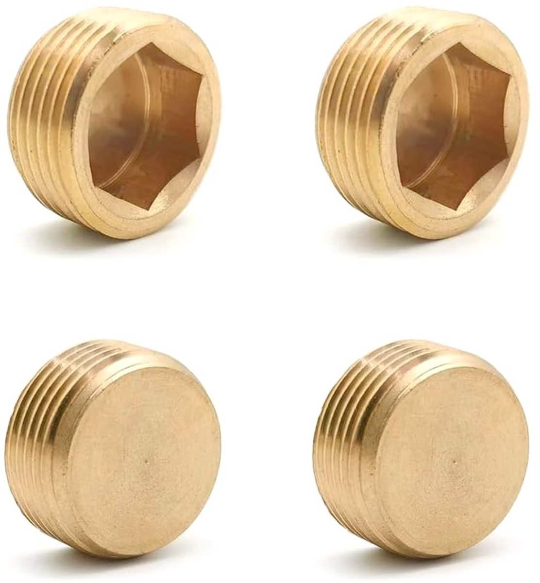 Dailygoods- Slangstoppen Messing - 4 Stuks - Binnenzeskant - Corrosiebestendig - Duurzaam - Voor Waterslang - 3/4 Inch - Buisconnector