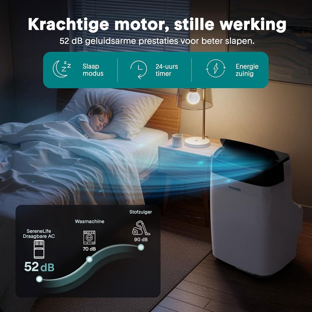 Merkloos Mobiele Airco 7000 BTU - 3-in-1 Koeler Wit thumbnail 4
