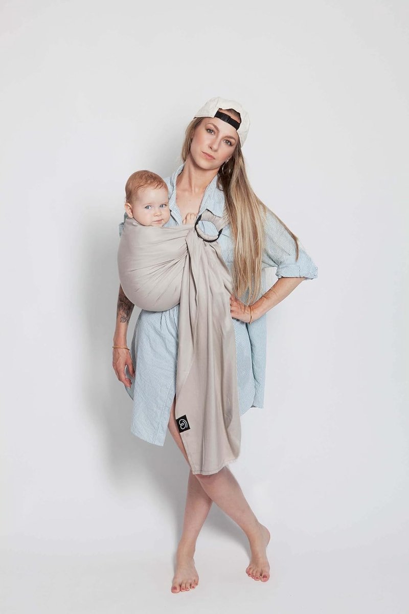 Draagdoek zonder knopen - Ring sling - Baby dragen - Snel te installeren - Tot 14 kg - Wit goud