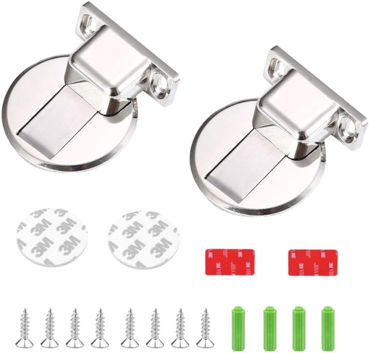 Set deurstops - Magnetische stoppers - Deuren opvangen - Roestvrij staal - 2 stuks - Zilver