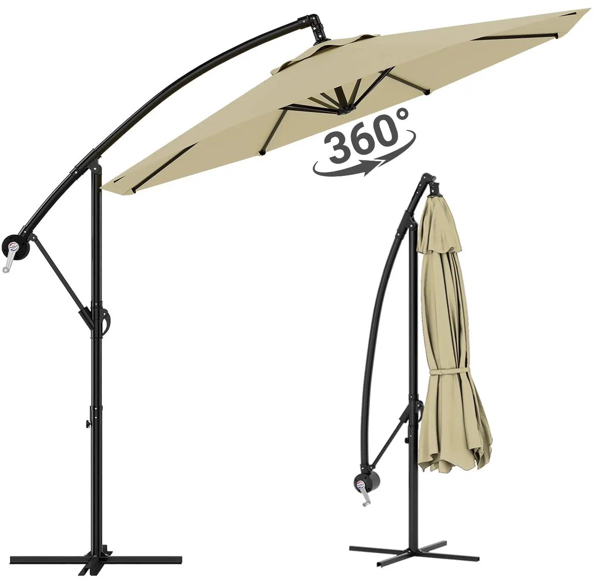 MV labels - Parasol - Zonwering - Zonnescherm - Draaibaar - Kantel functie - 3 meter - Beige