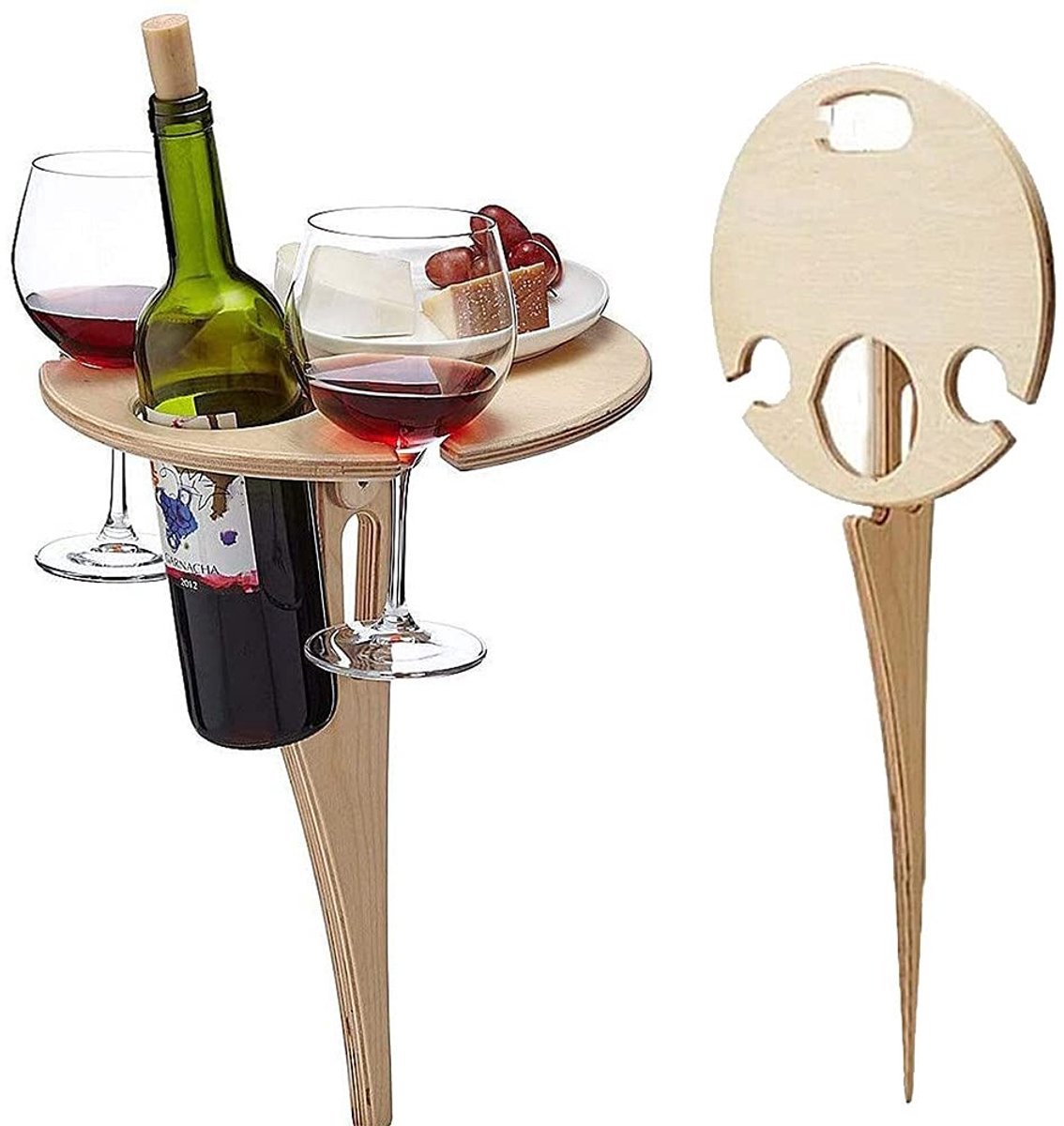 Dailygoods- Wijntafel Draagbaar - Houten Opvouwbaar Tafel - Campingtafel - Picknicktafel - Strandtafel - Wijnglazenhouder